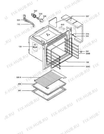 Взрыв-схема плиты (духовки) Aeg Electrolux E5701-5-M EU R08 - Схема узла Oven